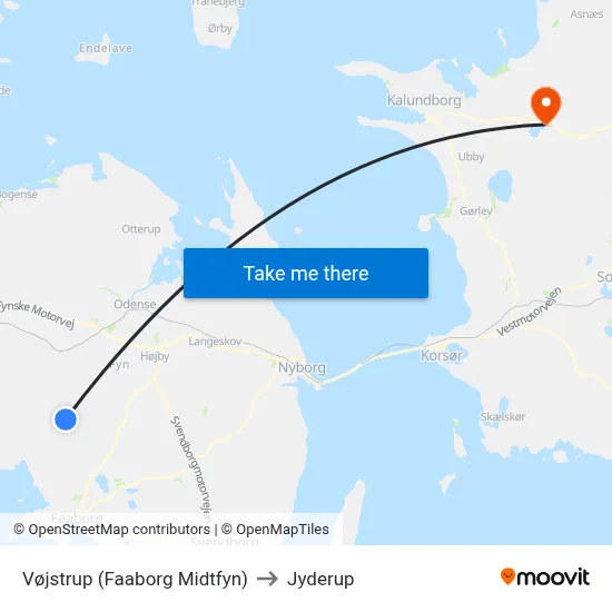 Vøjstrup (Faaborg Midtfyn) to Jyderup map