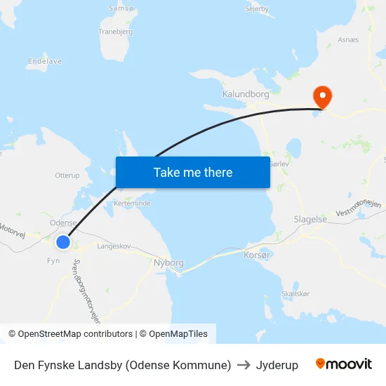 Den Fynske Landsby (Odense Kommune) to Jyderup map