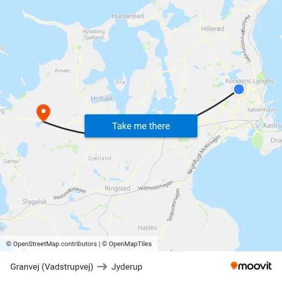 Granvej (Vadstrupvej) to Jyderup map