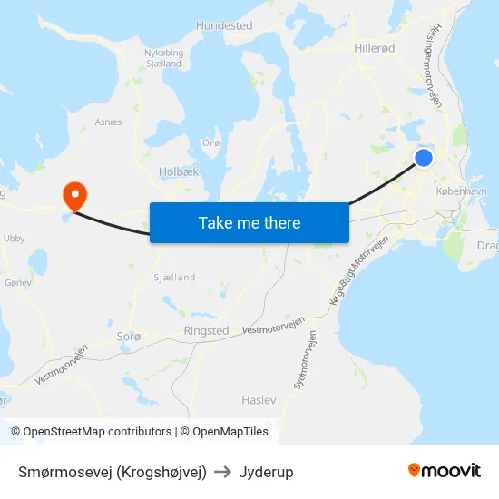 Smørmosevej (Krogshøjvej) to Jyderup map