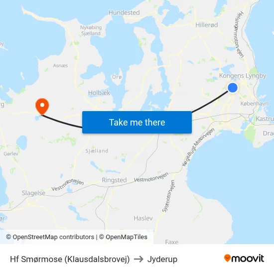 Hf Smørmose (Klausdalsbrovej) to Jyderup map