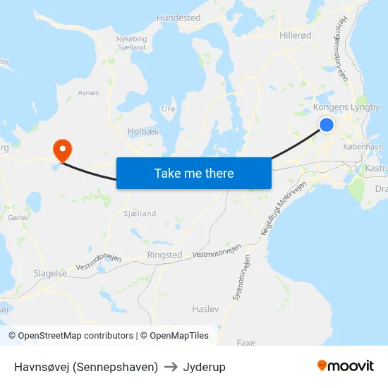 Havnsøvej (Sennepshaven) to Jyderup map