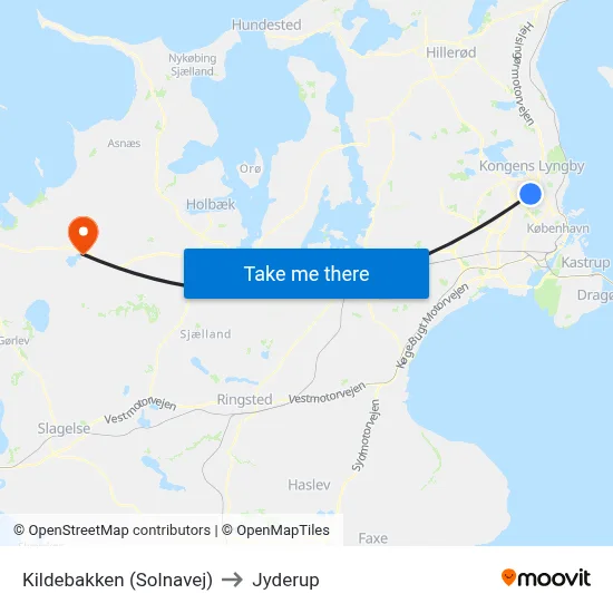 Kildebakken (Solnavej) to Jyderup map