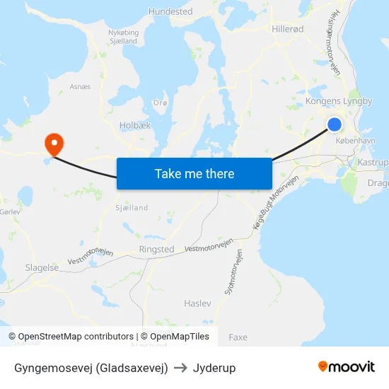 Gyngemosevej (Gladsaxevej) to Jyderup map
