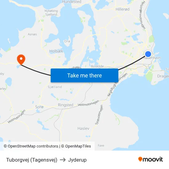 Tuborgvej (Tagensvej) to Jyderup map