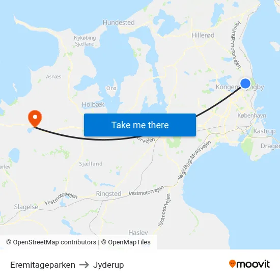 Eremitageparken to Jyderup map