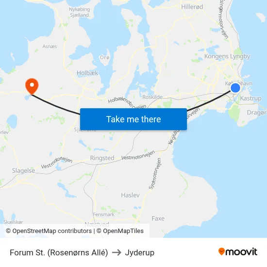 Forum St. (Rosenørns Allé) to Jyderup map