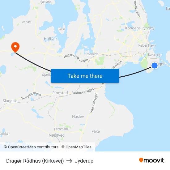Dragør Rådhus (Kirkevej) to Jyderup map