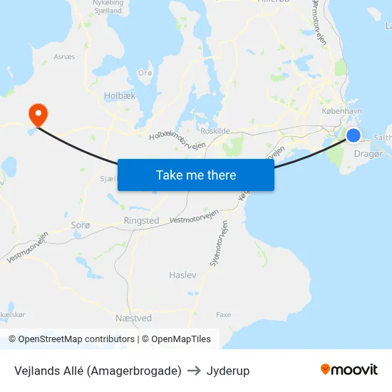 Vejlands Allé (Amagerbrogade) to Jyderup map