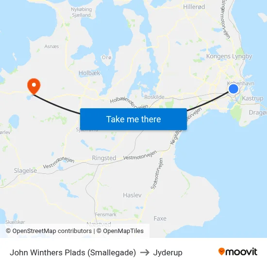 John Winthers Plads (Smallegade) to Jyderup map