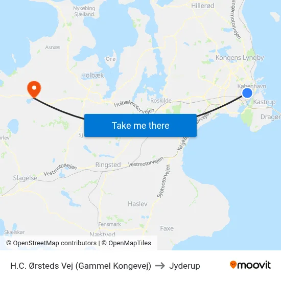 H.C. Ørsteds Vej (Gammel Kongevej) to Jyderup map