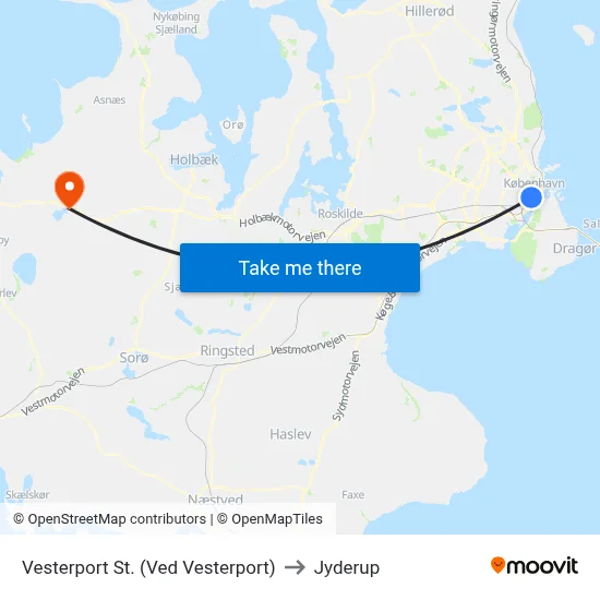 Vesterport St. (Ved Vesterport) to Jyderup map