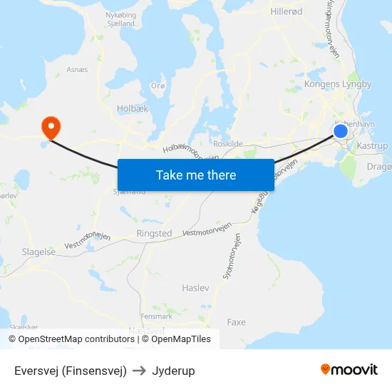 Eversvej (Finsensvej) to Jyderup map
