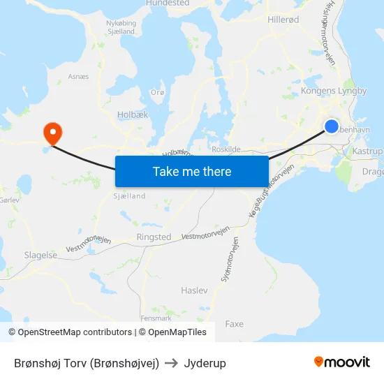 Brønshøj Torv (Brønshøjvej) to Jyderup map