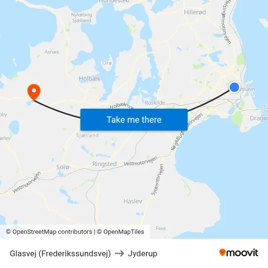 Glasvej (Frederikssundsvej) to Jyderup map