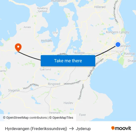 Hyrdevangen (Frederikssundsvej) to Jyderup map