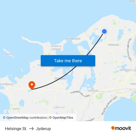 Helsinge St. to Jyderup map