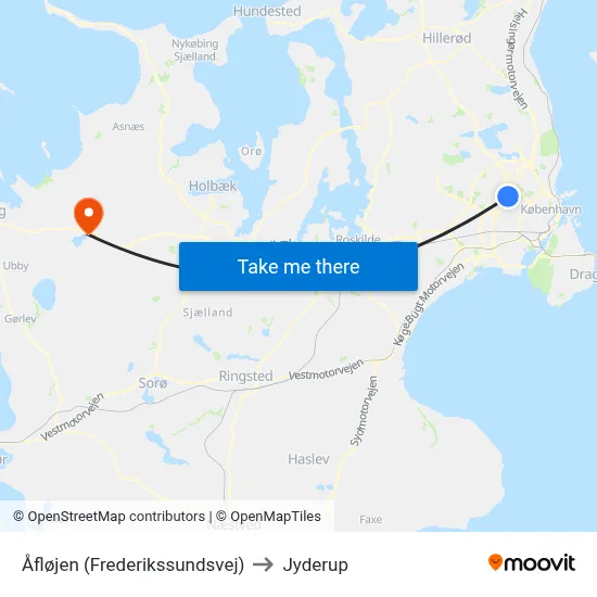 Åfløjen (Frederikssundsvej) to Jyderup map
