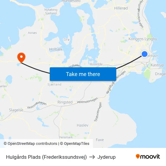 Hulgårds Plads (Frederikssundsvej) to Jyderup map