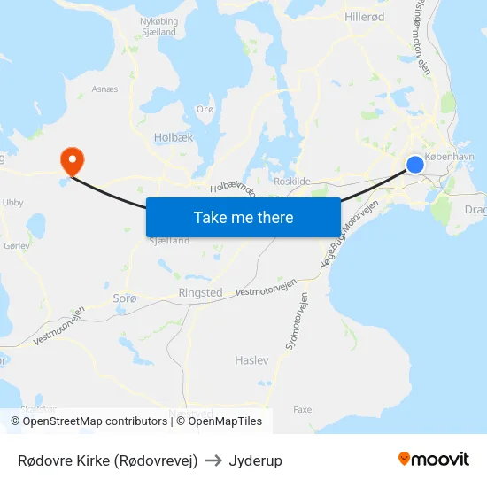 Rødovre Kirke (Rødovrevej) to Jyderup map