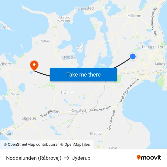Nøddelunden (Råbrovej) to Jyderup map