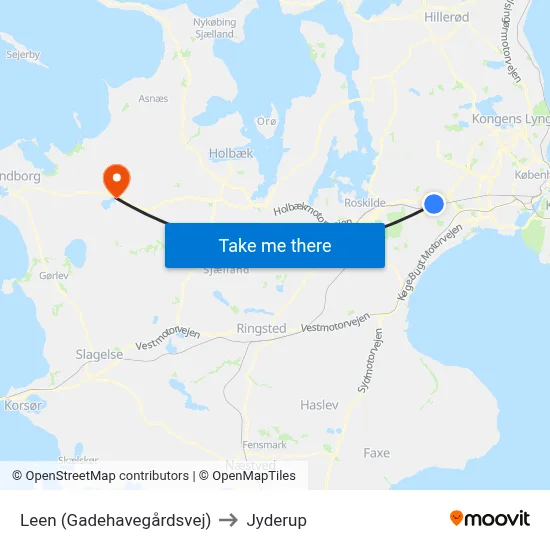 Leen (Gadehavegårdsvej) to Jyderup map