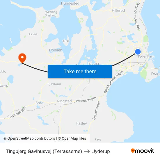 Tingbjerg Gavlhusvej (Terrasserne) to Jyderup map