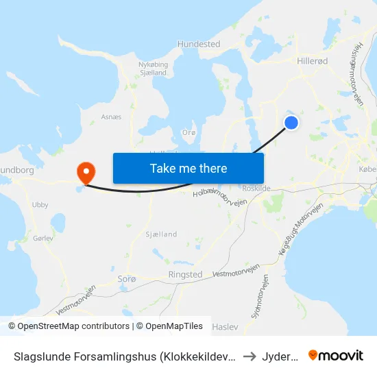 Slagslunde Forsamlingshus (Klokkekildevej) to Jyderup map