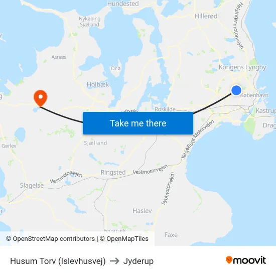 Husum Torv (Islevhusvej) to Jyderup map