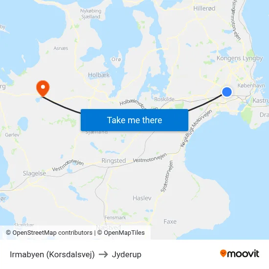Irmabyen (Korsdalsvej) to Jyderup map