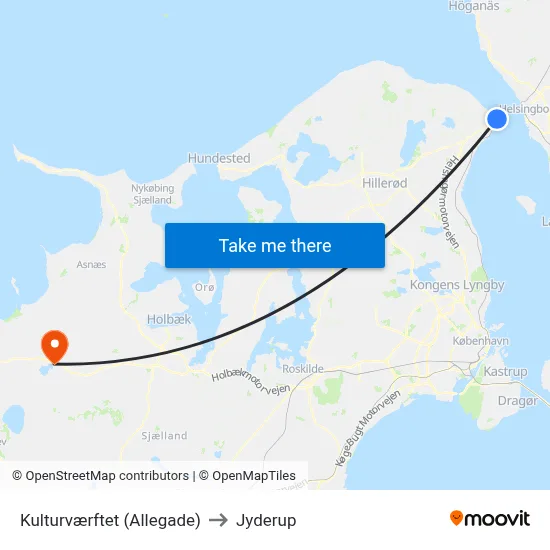 Kulturværftet (Allegade) to Jyderup map