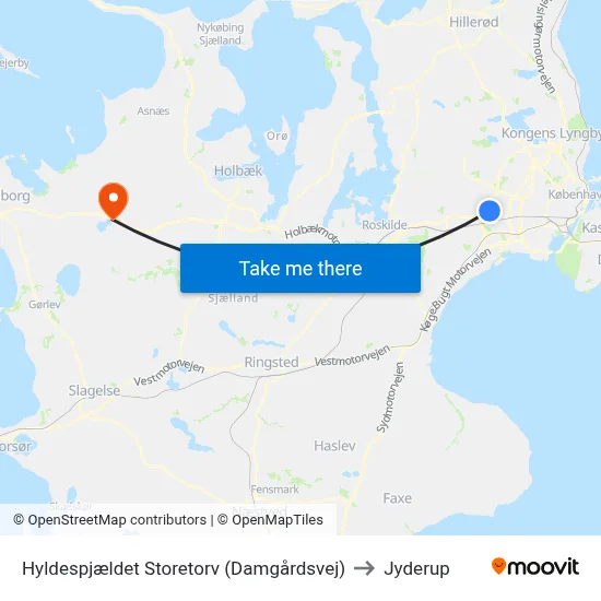 Hyldespjældet Storetorv (Damgårdsvej) to Jyderup map