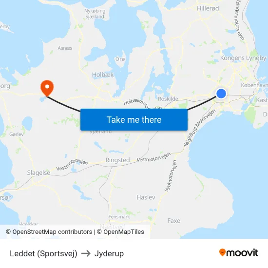 Leddet (Sportsvej) to Jyderup map