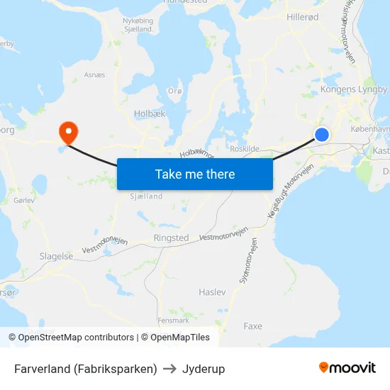 Farverland (Fabriksparken) to Jyderup map