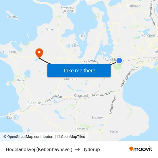 Hedelandsvej (Københavnsvej) to Jyderup map