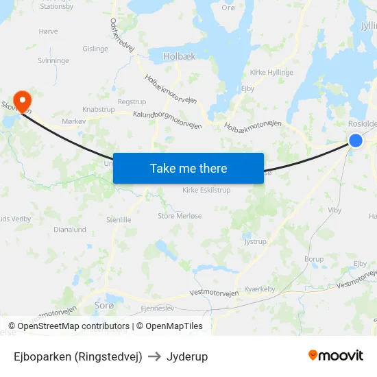 Ejboparken (Ringstedvej) to Jyderup map