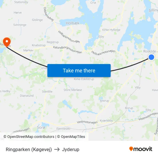 Ringparken (Køgevej) to Jyderup map