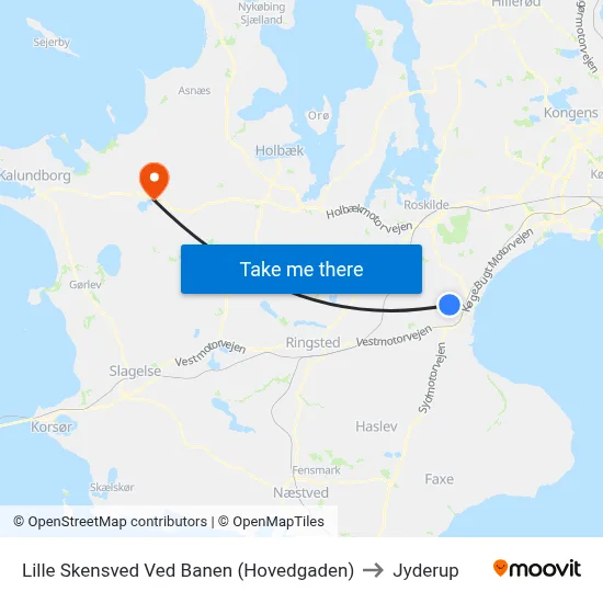 Lille Skensved Ved Banen (Hovedgaden) to Jyderup map