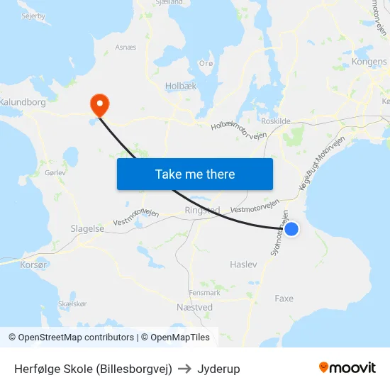 Herfølge Skole (Billesborgvej) to Jyderup map