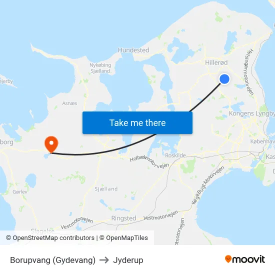 Borupvang (Gydevang) to Jyderup map