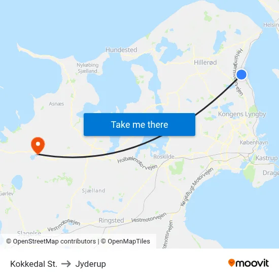 Kokkedal St. to Jyderup map