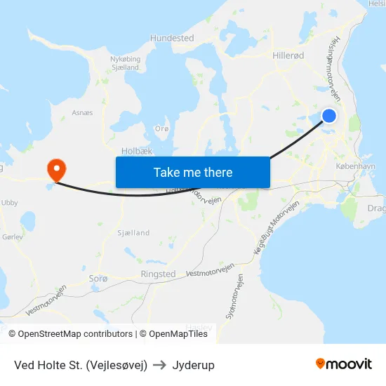 Ved Holte St. (Vejlesøvej) to Jyderup map