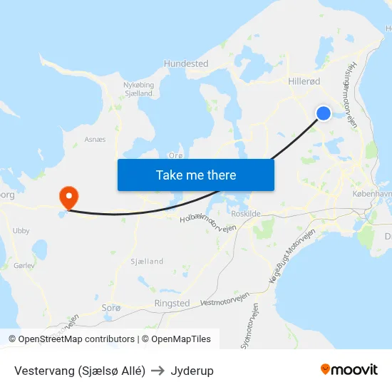 Vestervang (Sjælsø Allé) to Jyderup map