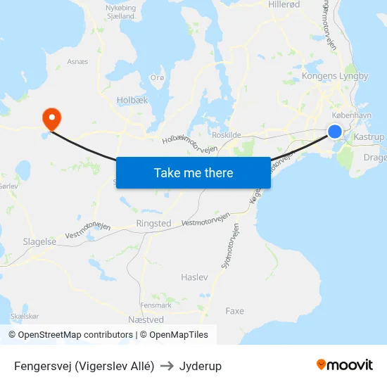 Fengersvej (Vigerslev Allé) to Jyderup map