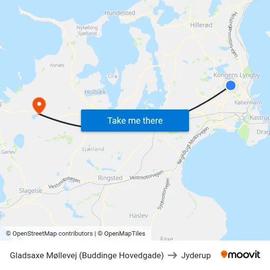 Gladsaxe Møllevej (Buddinge Hovedgade) to Jyderup map