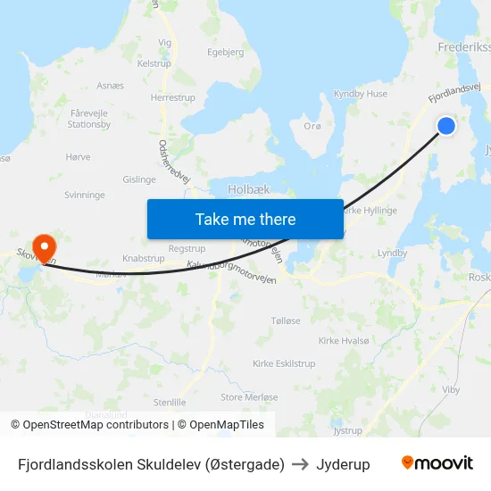 Fjordlandsskolen Skuldelev (Østergade) to Jyderup map