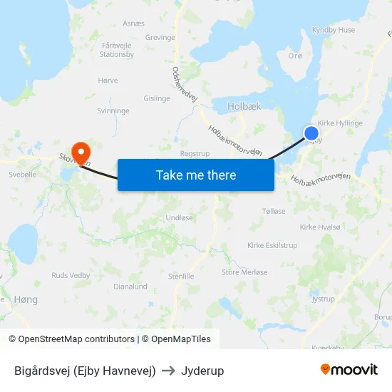 Bigårdsvej (Ejby Havnevej) to Jyderup map