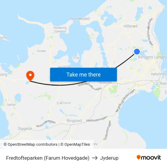 Fredtofteparken (Farum Hovedgade) to Jyderup map