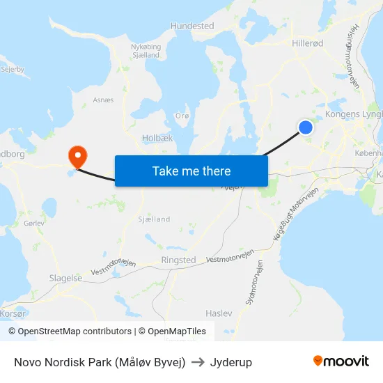 Novo Nordisk Park (Måløv Byvej) to Jyderup map