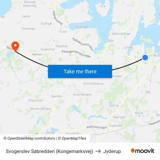 Svogerslev Søbredden (Kongemarksvej) to Jyderup map